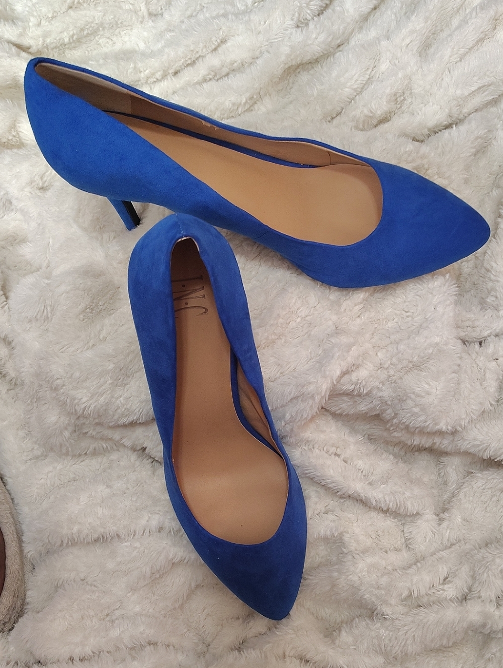 INC International Concepts Cobalt Blue Pointed-Toe Suede Pumps